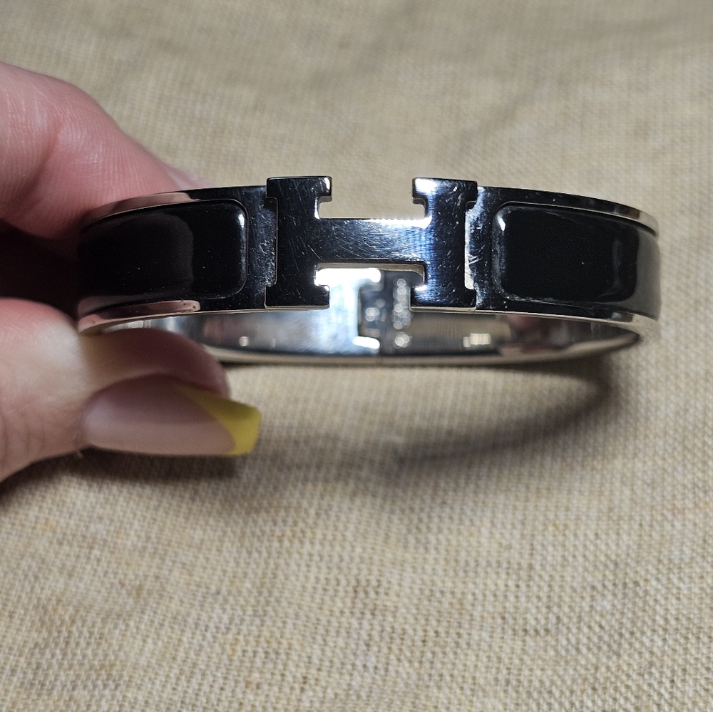 Black and Silver H Logo Bracelet
